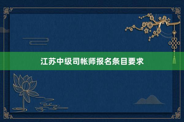 江苏中级司帐师报名条目要求
